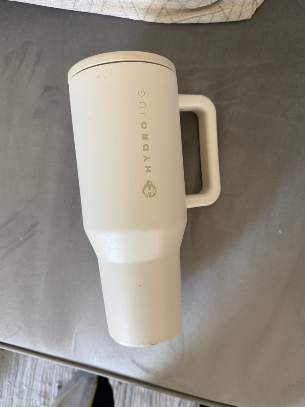 HydroJug Matte Cream Insulated Travel Mug with Handle